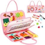 8 in 1 Toddler Busy Board for 1 Years Old, Montessori Toy Busy Book for Toddlers 1-3 Educational Toy Activity for Basic Motor Skills, Kid Travel Essential 2-4 Yr Christmas Birthday Gift for Girl(Pink) - Image 2