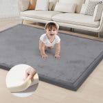 ACOMOPACK Baby Play Mat for Floor 1.3" Thick Memory Foam Play Mat 59"×71" Tummy Time Crawling with Non-Slip Bottom for Living Room,Nursery,Soft Velvet Playpen Mats for Kids,Infants（Dark Grey） - Image 2