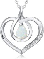 AGVANA Heart Birthstone Necklace for Women Sterling Silver Genuine or Created Gemstone Forever Love Pendant Necklace Fine Jewelry Anniversary Birthday Gifts for Women Mom Wife - Image 2