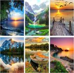 AOSGEDY 6 Pack Paint by Numbers for Adults Kids Beginner, Adult DIY Landscape Oil Painting for Home Wall Decor 12X16 Inch - Image 2