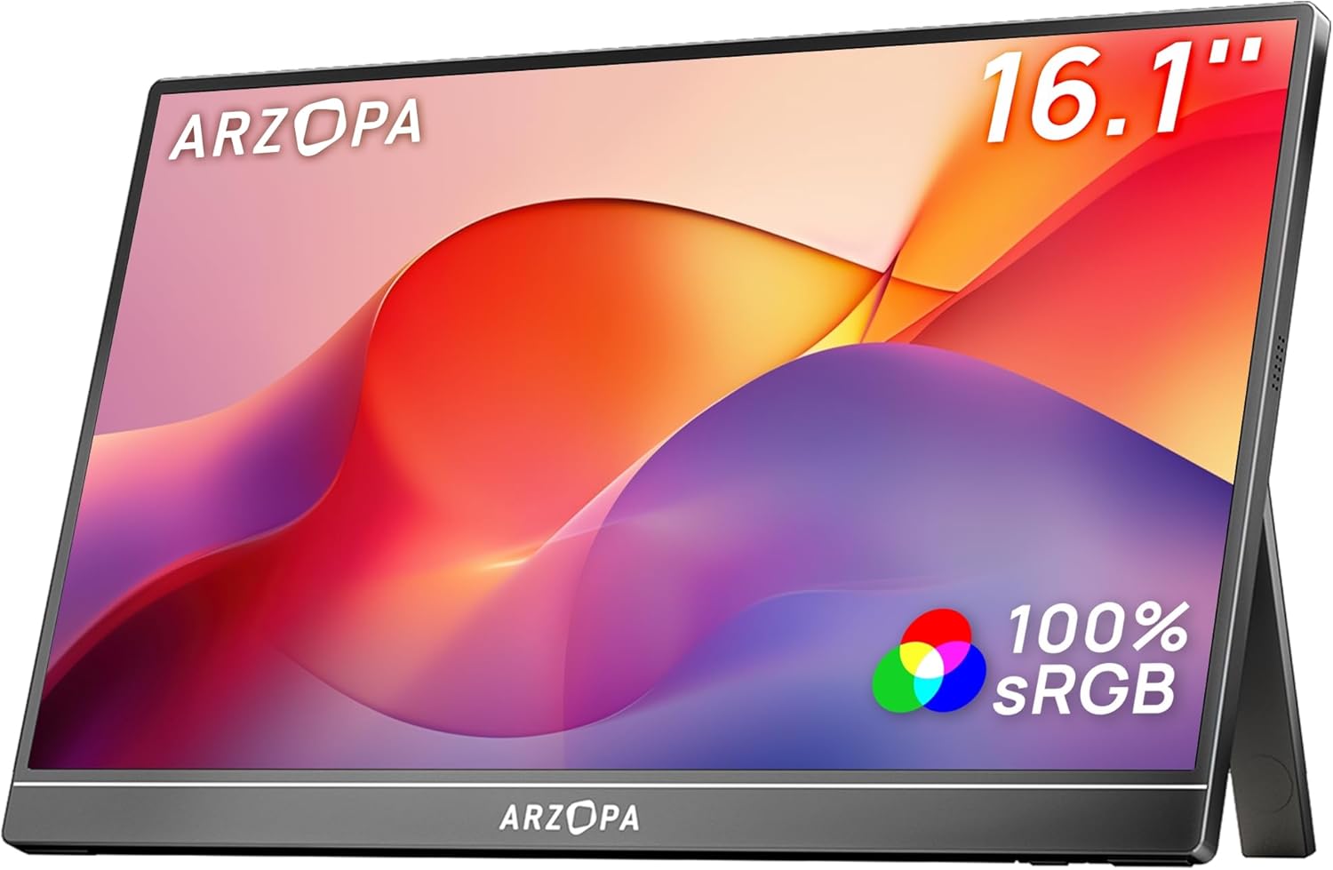 ARZOPA 16.1" Portable Monitor, 100% sRGB FHD 1080P Kickstand Portable Laptop Monitor High Color Gamut Display IPS Eye Care Screen for High-end Office & Entertainment -Z1C - Image 2
