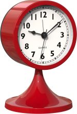 AYRELY® 3" Cute Analog Alarm Clock,Small Retro Table Clock Battery Operated,Slient Metal Desk Clock with Light for Living Room Decor,Bedroom,Bedside,Shelf（Rose red） - Image 2