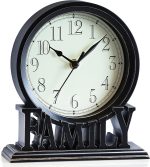 AYRELY® 6.5-Inches Table Clock, Vintage Family Non-Ticking Desk Clock, Retro Mantel Clocks for Living Room, Bedroom, Shelf, Fireplace, Farmhouse Décor (Black) - Image 2