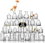 Aheroi 32 Pcs Bud Vase Set, Clear Vases for Centerpieces, Cute Glass Bud Vases Small Vases for Flowers, Mini Vase Flower Vase Set for Wedding Decorations, Room Office Table Decor - Image 2