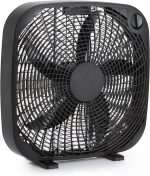 Amazon Basics 3 Speed Box Fan, Indoor Electric Fan for Home Cooling, 5 Blades, Lightweight Design, 67 Watts, 20-Inch, Black, 6.8"D x 20.86"W x 21.33"H - Image 2