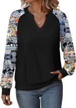 Angerella Womens Long Sleeve Shirts Casual V Neck Sweatshirts Loose Fit Lightweight Pullover Tops - Image 2