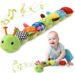 Baby Toys 0 to 12 Months, Musical Stuffed Animal Activity Soft Toys with Multi-Sensory Crinkle, Rattle and Textures, Infant Tummy Time Toys for Newborn Boys Girls, Caterpillar, Green - Image 2