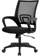 BestOffice | Ergonomic Office Chair | Mid-Back Swivel Desk Chair | Breathable Backrest & Lumbar Support | Adjustable Height | Sponge Seat | Rolling Wheels | Dark Black | for Adults & Women - Image 2