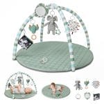 Blissful Diary Baby Play Gym Mat, Play Mat Activity Mat with 6 Detachable Toys for Stage-Based Sensory & Motor Skill Development, Easy to Install & Clean, Baby Essentials Gift, Sage Green - Image 2