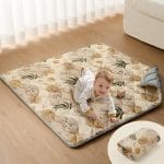 Blissful Diary Portable Baby Play Mats for Floor, Thick Cushioned Foldable Baby Crawling Mat for Indoor Outdoor, Non-Slip & Washable Kids Playmat for Tummy Time Activity, Earth Tones 43" X 43" - Image 2