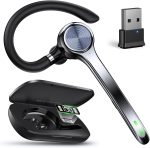 Bluetooth Headset, Wireless Earpiece with Upgrade Noise Canceling Mic,500mAh Charging Case Support 72H Talking Time,Hand-Free Headphones with Mute Button for Computer Cell Phones Trucker Work - Image 2