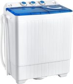 COSTWAY, Twin Tub 26lbs Capacity Laundry, 18lbs 8lbs Spinner Combo with Timer Knobs, Built-in Drain Pump, Compact Washer for Home Dorm Apartment (Blue+White) portable washing machine - Image 2