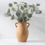 Ceramic Rustic Vase, Christmas Flower Vase with Handle, 9 inch Farmhouse Pottery Flower Vase for Home Decor, Living Room Shelf Decor, Enterway, Table - Image 2