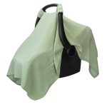 Comfy Cubs Baby Car Seat Cover - Soft, Breathable Bamboo Rayon and Muslin Cotton Blend - Lightweight Canopy for Sun, Bug, and Comfort Protection - Large Size Infant Seat Cover in Sage Design - Image 2