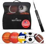 Complete Sports Balls w/Bag, Pump for Boys - Kickball, Volleyball, Soccer Ball, Football, Basketball - Outdoor Play - Image 2