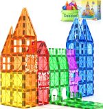 Coodoo 60 PCS Magnetic Building Tiles Kids Toys STEM Magnetic Blocks Sensory Toys Kids Games Magnet Building Toy for Boys and Girls Aged 3+, Kid Brain Development Preschool Kindergarten Toddler Toy - Image 2
