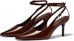 Coutgo Womens Slingback High Heels Closed Pointed Toe Pumps Ankle Strap Work Dress Shoes - Image 2