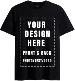 Custom Front & Back T Shirts for Men Women Personalized T-Shirt Add Your Own Design with Image Text Logo Black - Image 2