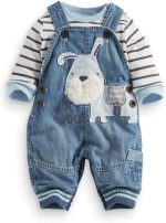 Cute Baby Boy Clothes Suit Toddler Boys' Striped long Sleeve T-Shirt+Denim Overalls Jumpsuit Pants Outfits Sets - Image 2