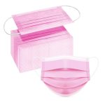 DC-BEAUTIFUL 100 Pcs Pink Disposable 3 Ply Earloop Face Masks,Fit for Adults - Image 2