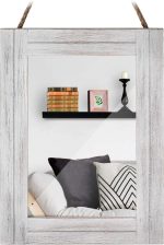 DECORKEY Rectangle Wall Mirror for Bathroom, Distressed White Wood Decor with Hanging Rope for Rustic Home Decor, Vanity, Living Room 12"×16" - Image 2