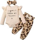 DISAUR Baby Girls Clothes Newborn Infant Baby Girls Outfit Long Sleeve Ruffle Romper Floral Pants Headband Sets 0-18 Months - Image 2