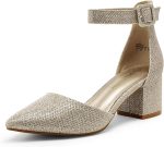 DREAM PAIRS ANNEE Pointed Toe Low Chunky Heels Pump Shoes - Image 2