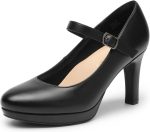 DREAM PAIRS Women's Pumps Close Toe Classic High Heels Round Toe Comfortable Low Platform Mary Jane Dress Shoes - Image 2
