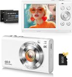 Digital Camera, 4K Vlogging Camera for YouTube Autofocus Cameras for Photography with 16X Digital Zoom, 48MP Compact Point and Shoot Digital Camera for Teens Adult with 32GB SD Card, 2 Batteries-White - Image 2