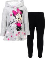 Disney Minnie Mouse Fleece Pullover Crossover Hoodie and Leggings Outfit Set Infant to Big Kid Sizes (12 Months - 14-16) - Image 2