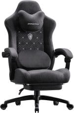 Dowinx Gaming Chair with Heated Massage Lumbar Support,Big and Tall Fabric Gaming Chairs for Adults with Footrest, Ergonomic Computer Game Chair with Poket Spring Cushions, 350lbs, Black - Image 2