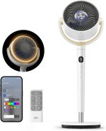 Dreo Smart Fan for Bedroom, 120° +120° Omni-Directional Oscillating Fans, 90ft Quiet Pedestal Fan with RGB Light, 9 Speeds, 6 Modes, 20dB, 8H Timer, Wi-Fi/Voice/Alexa, 37-42" Floor Fans with Remote - Image 2
