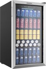 EUHOMY Beverage Refrigerator Cooler, 130 Can Mini Fridge with Glass Door for Soda Beer or Wine, Beverage Cooler for Home, Office, Bar with Adjustable Removable Shelves, Silver - Image 2