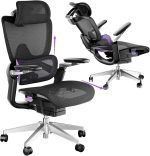 Ergonomic Office Chair, Mesh Home Office Desk Chair with Adjustable Lumbar Support, Big and Tall Gaming Chair with 4D Headrest, 5D Armrest,90-130°Tilt, BIFMA Certified, Model Zen (Purple) - Image 2