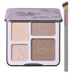 Face Highlighter Contour Shading Palette Sculpting Long-lasting Shimmer Pressed Powder Smooth Matte Finish Makeup for Warm Fair Toned Skin with Mirror - Image 2