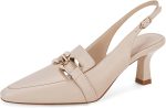 Fashare Womens Kitten Heels Slingback Closed Pointed Toe Dress Shoes Metal Chain Buckle Elegant Pumps - Image 2