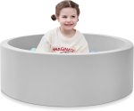 Foam Ball Pit, 35.4"x 11.8" Ball Pits for Toddlers, Soft Round Kiddie Baby Playpen Ball Pool for Kids, Ideal Gift for Babies Indoor and Outdoor Game, Grey, (Balls not Included) - Image 2