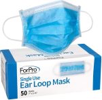 ForPro Professional Collection Single Use Ear Loop Mask, 3-Ply Disposable Non-Woven Face Mask, Latex-Free, Fiberglass-Free, Protects Against Pollen, Dust, 50-Count - Image 2