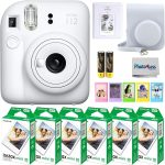 Fujifilm Instax Mini 12 Instant Camera Bundle with Fujifilm Instax Mini Instant Film Value Pack (60 Sheets) with Accessories Including Protective Case, Strap, Photo Album (Clay White) - Image 2