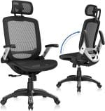 GABRYLLY Ergonomic Office Chair, High Back Home Desk Chair with Headrest, Flip-Up Arms, 90-120° Tilt Lock and Wide Cushion, Big and Tall Mesh Chairs for Man Woman, Black Task Chair - Image 2
