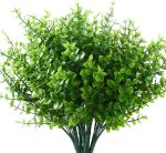 GREENRAIN Artificial Flowers Outdoor Fake Flowers for Decoration UV Resistant No Fade Faux Plastic Plants Garden Porch Window Box Décor (8 Bundles, 1#Green) - Image 2