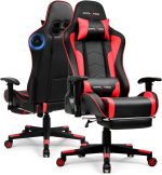 GTPLAYER Gaming Chair with Bluetooth Speakers, Adjustable Backrest and Height, 3D Armrests, Footrest, Ergonomic Computer Chair for Gamers (Brick Red) - Image 2