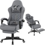 Gaming Chair, 400 lbs Adult Chair, High Back Computer Chair with Footrest and Linked Armrests, Office Video Game Chair with Lumbar Support (Grey) - Image 2