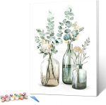 Ginkko Paint by Numbers Kit for Adults Beginner & Kids Ages 8-12 with Wooden Frame Easy Acrylic on Canvas 9x12 inch with Paints and Brushes, Bottle Flower(Include Framed) - Image 2