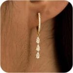 Gold Dangle Earrings for Women,Christmas Gifts Jewelry Dainty Earring 14K Gold Plated Drop Earrings for Women Trendy Hypoallergenic CZ Dangling Earring - Image 2