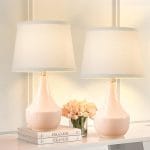 GyroVu Table Lamp Set of 2, 18.63” Ceramic Lamp Classic Beside Lamps Nightstand Lamp Modern Bedside Lamp for Living Room, Bedroom & Office Rocker Swtich Pink-LED Bulbs Included - Image 2