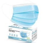 HDFK Face Mask Disposable Adults 3Ply Non-Woven with Nose Clip Ear Loop Blue 50Pack - Image 2