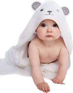 HIPHOP PANDA Hooded Towel - Rayon Made from Bamboo, Bath Towel with Bear Ears for Newborn, Babie, Toddler, Infant - Absorbent Large Baby Towel - Bear, 30 x 30 Inch - Image 2