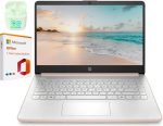 HP 14" LED Business Laptop Computer, 16GB RAM 640GB Storage (128GB UFS + 512GB SD Card), Intel Quad-Core N150, Windows 11 S & 1-Year Microsoft Office 365 Included, PLUSERA Earphones, Rose Gold - Image 2