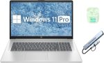 HP 17.3" Business & Student Laptop, 32GB RAM 2.5TB Storage (2TB SSD+512 GB Docking Station Set), 8-Cores Intel Core i3, Windows 11 Pro & Microsoft Office Included, PLUSERA Earphones, Silver - Image 2